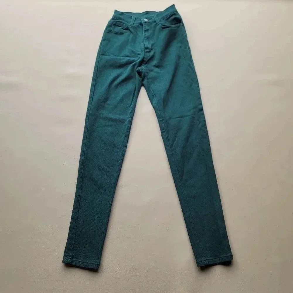 Jordache Jegging Jeans Womens 3/ 4 Green Denim Skinny Ladies 23X30.5